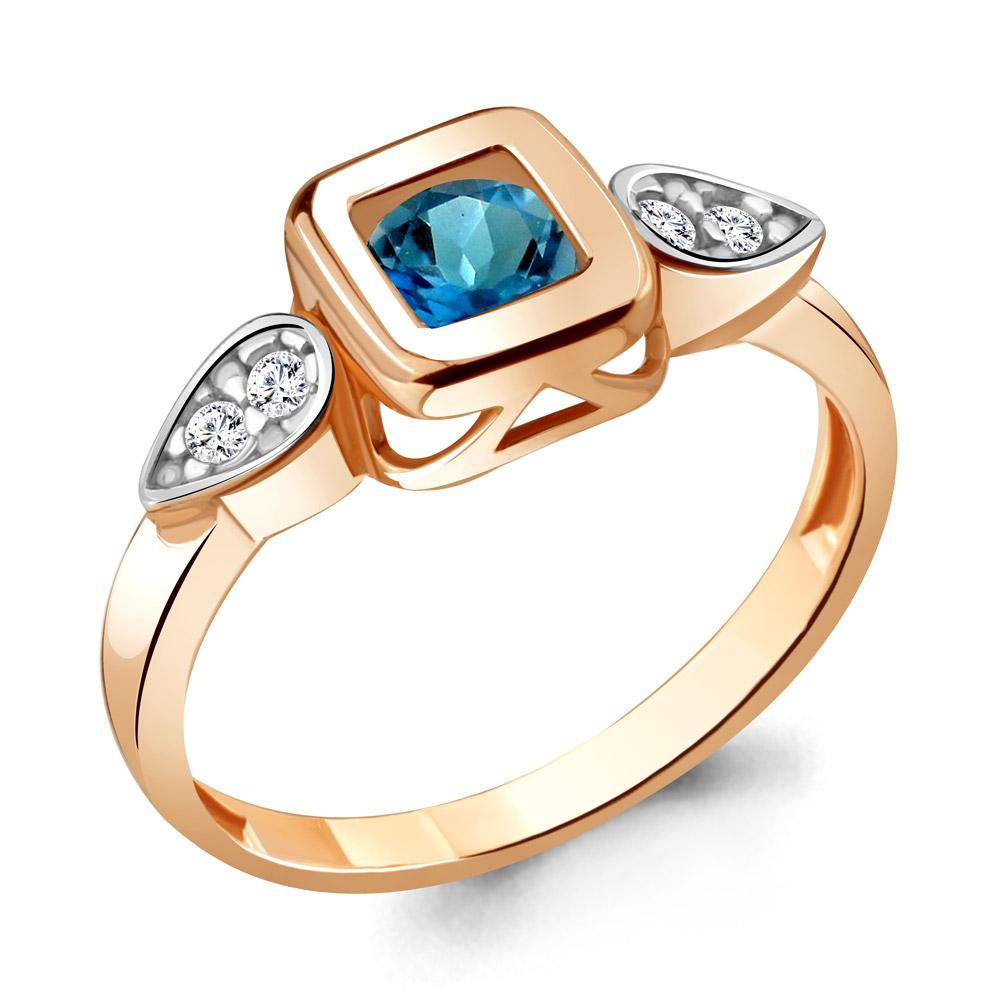 

Кольцо из серебра с топазом/фианитом р. Aquamarine 6921908А, 6921908А_925_з