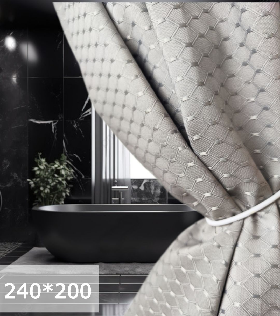 Штора для ванной GRACEFUL CURTAIN тканевая 240х200  серая