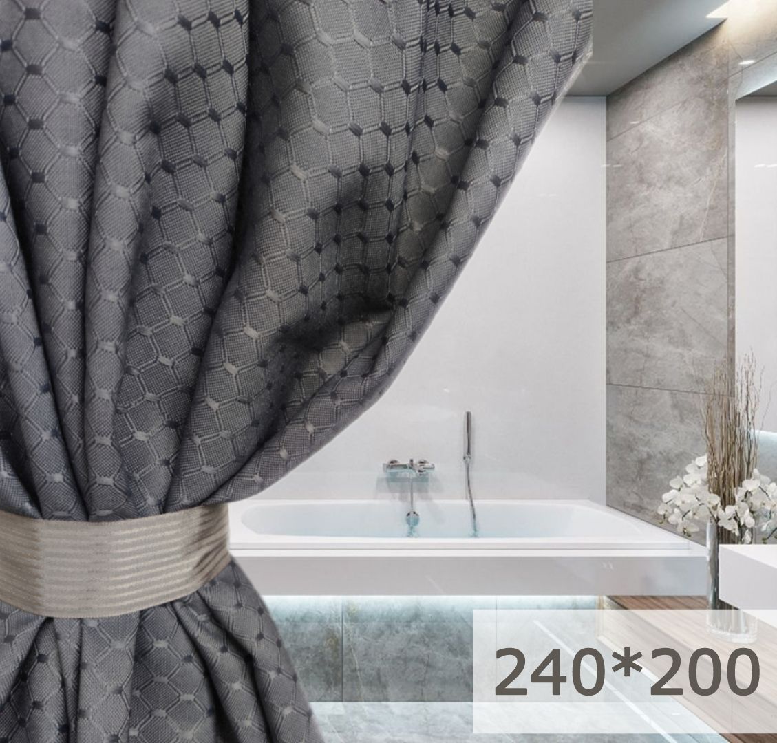 Штора для ванной GRACEFUL CURTAIN тканевая 240х200  темно-серая