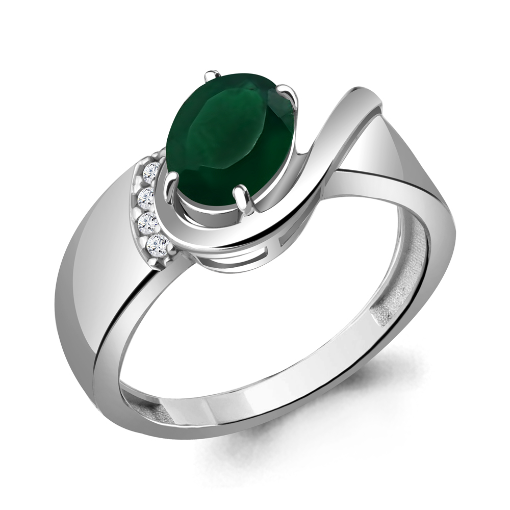 

Кольцо из серебра с агатом/фианитом р., Aquamarine 6932109А, 6932109А_925_р