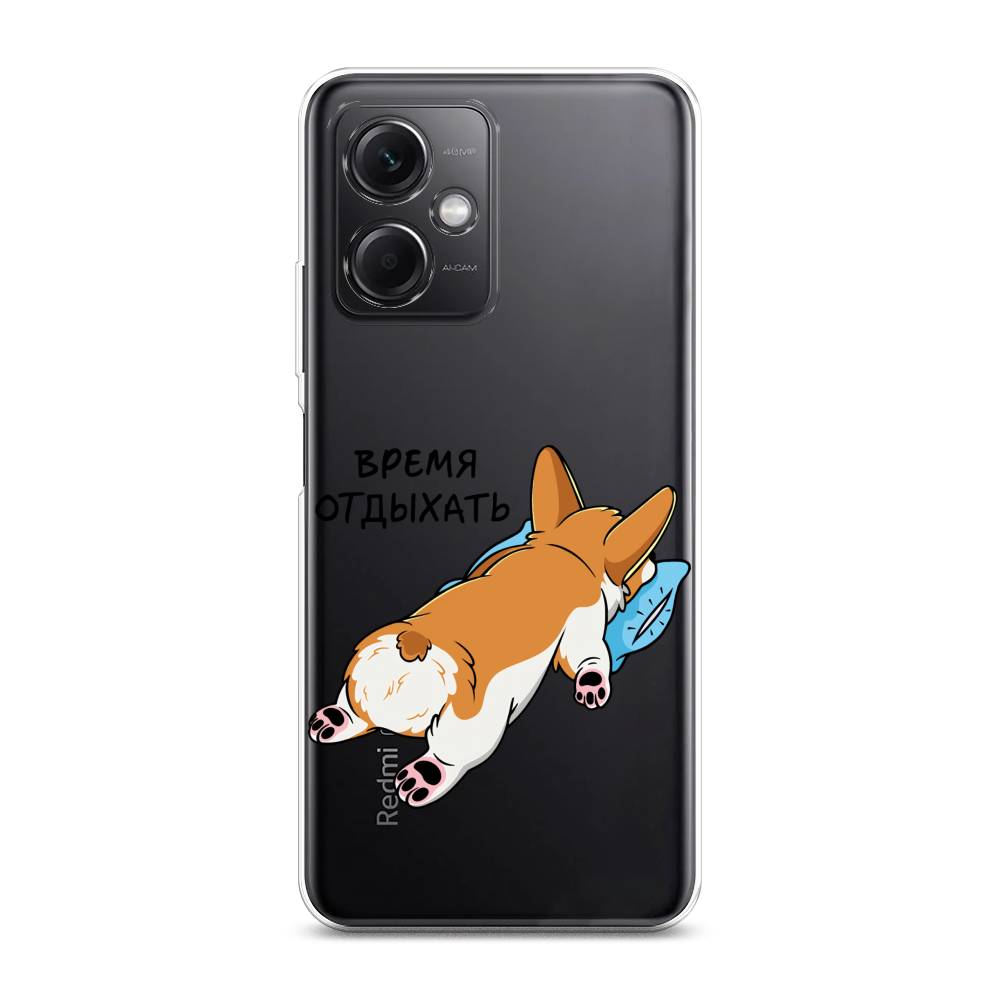 

Чехол на Xiaomi Redmi Note 12 5G "Корги отдыхает", Черный;коричневый;голубой, 316950-1
