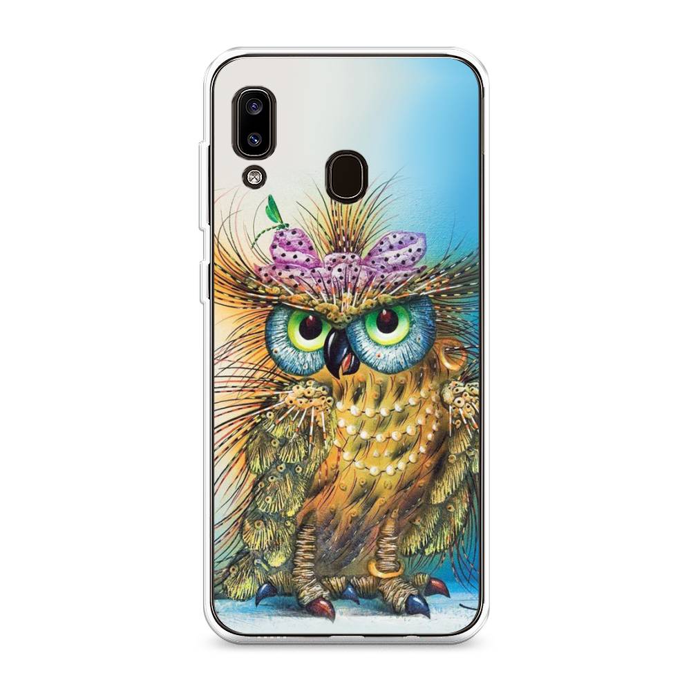 

Чехол на Samsung Galaxy A20 "Модная сова", Коричневый;голубой, 27650-1