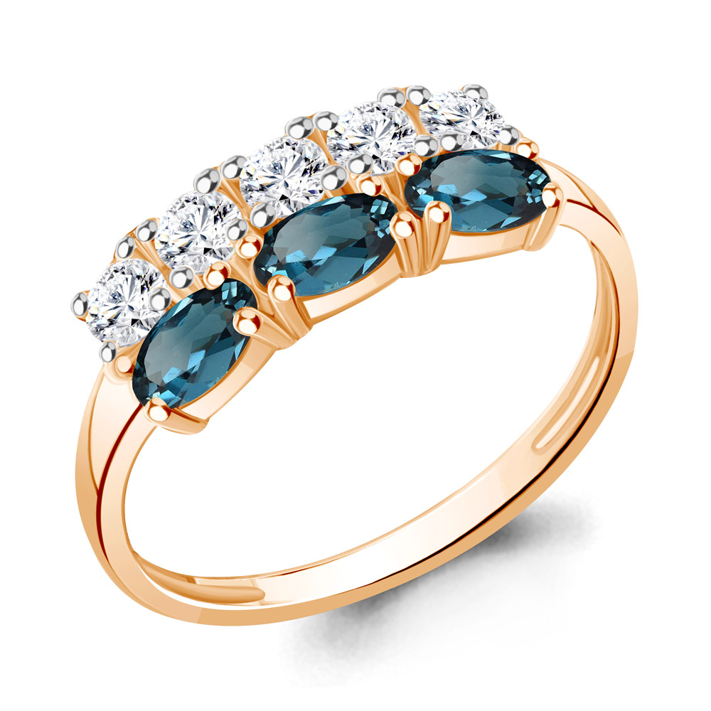 

Кольцо из серебра с топазом/фианитом р. Aquamarine 6535508, 6535508_925_з