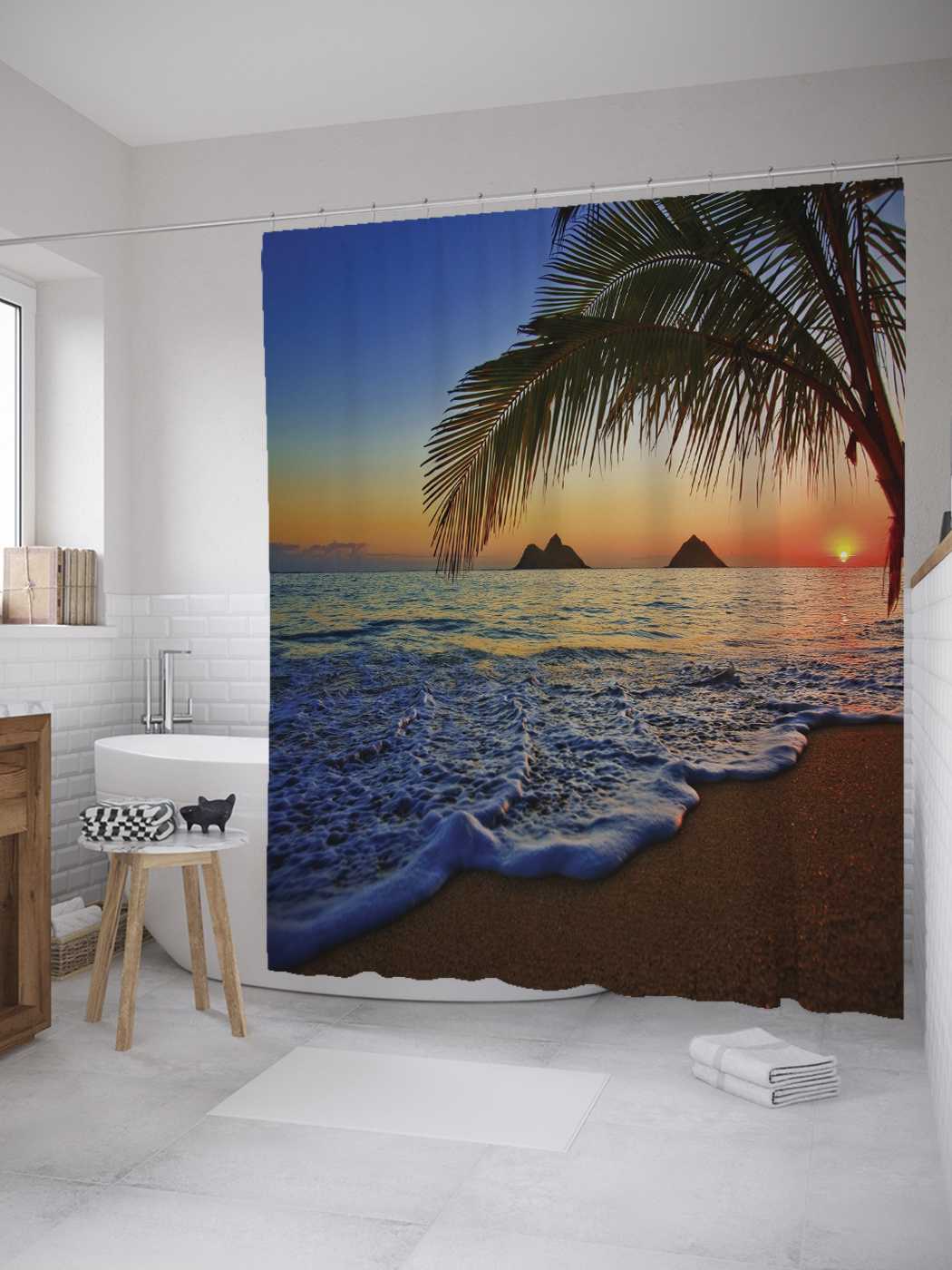 

Штора для ванной JoyArty "Холодный прилив" из сатена, 180х200 см с крючками, Оранжевый