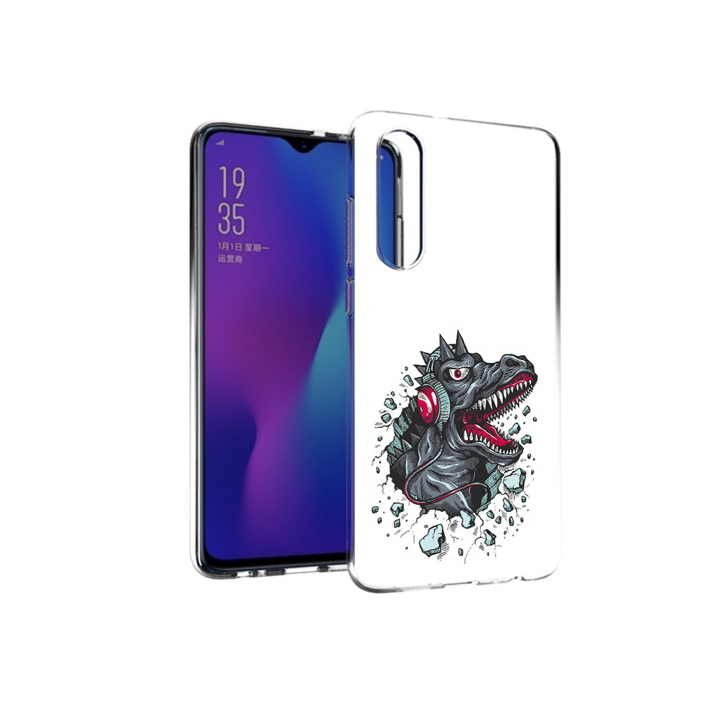 

Чехол MyPads Tocco для Huawei P30 Нарисованный динозавр в наушниках, Прозрачный, Tocco