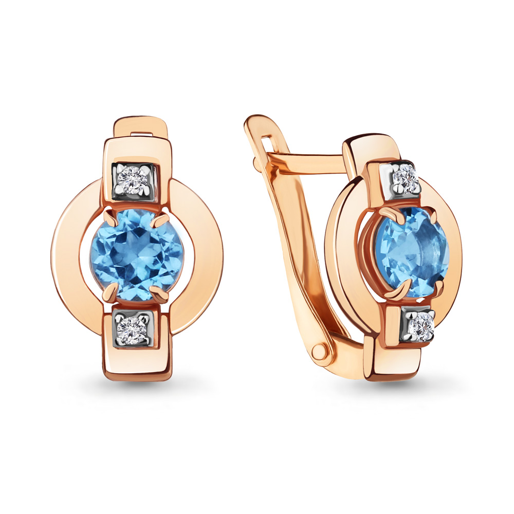 

Серьги из серебра с топазом/фианитом Aquamarine 4714505А, 4714505А_925_з