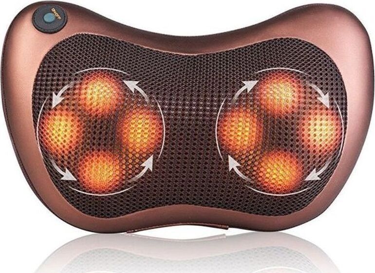 Массажная подушка с ИК-подогревом для шеи и спины Massage Pillow, 8 роликов (8028)