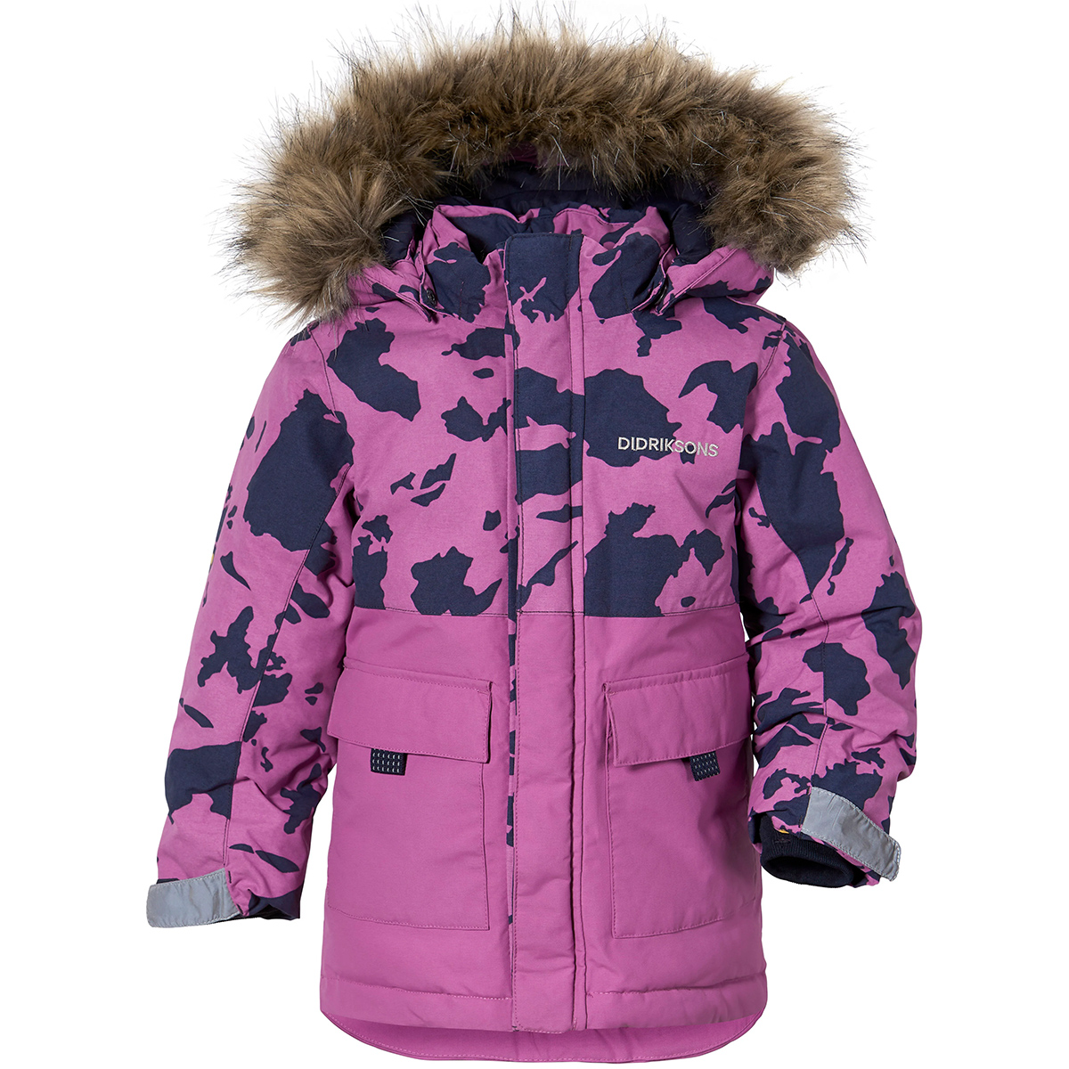 фото Куртка детская didriksons polarbjornen printed parka 2 острова на ярко-фиолетовом р. 130