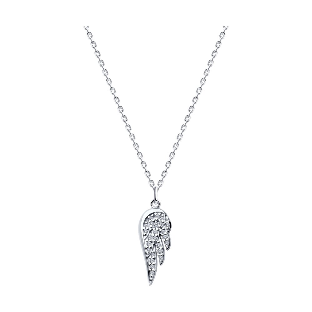 

Колье из серебра 38 см SOKOLOV 94071006, фианит, 94071006