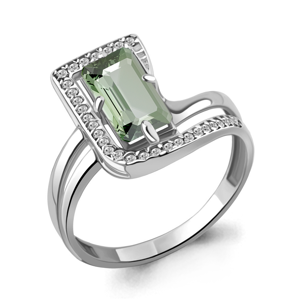 

Кольцо из серебра с празиолитом/фианитом р. Aquamarine 6579915А, 6579915А_925_р