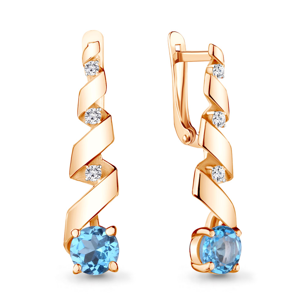 

Серьги из серебра с топазом/фианитом Aquamarine 4745005А, 4745005А_925_з
