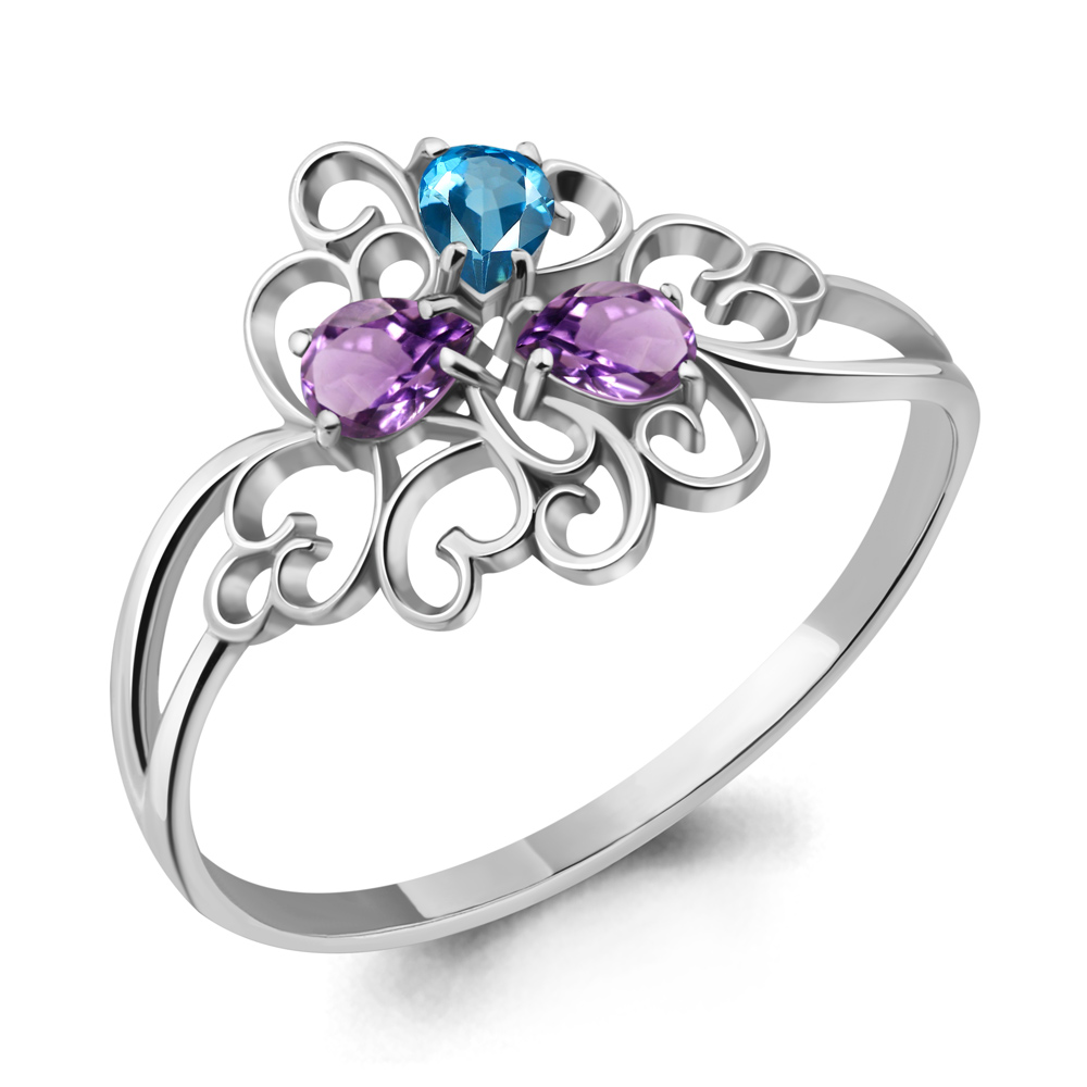 

Кольцо из серебра с аметистом/топазом р., Aquamarine 6555630, 6555630_925_р