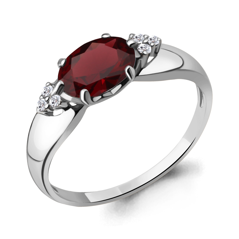 

Кольцо из серебра с гранатом/фианитом р., Aquamarine 6914703А, 6914703А_925_р