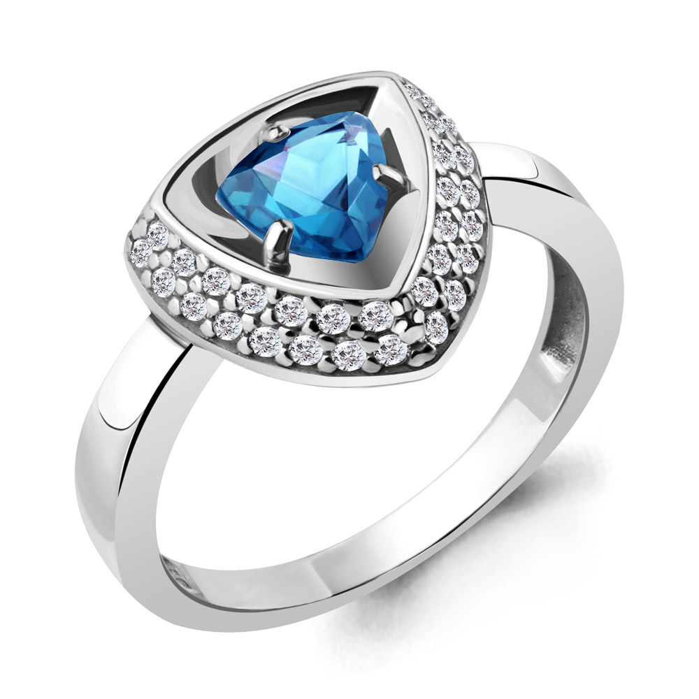 

Кольцо из серебра с топазом/фианитом р., Aquamarine 6917205А, 6917205А_925_р
