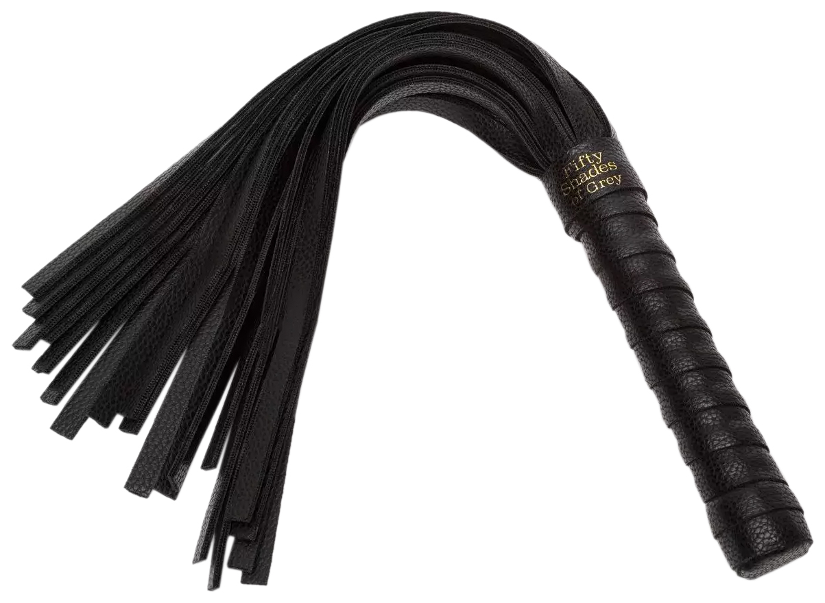 фото Черная кожаная плеть bound to you faux leather small flogger - 29,2 см. fifty shades of grey