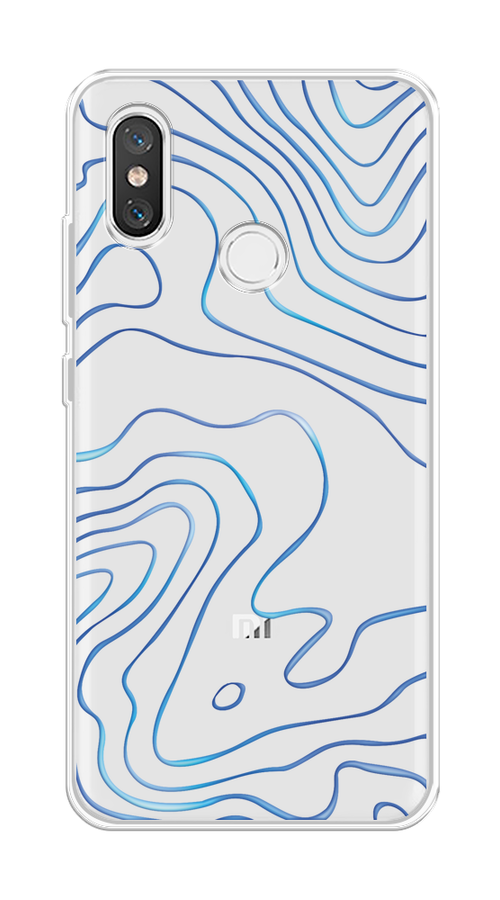 

Чехол на Xiaomi Mi 8 "Blue lines", Прозрачный;синий, 33550-1