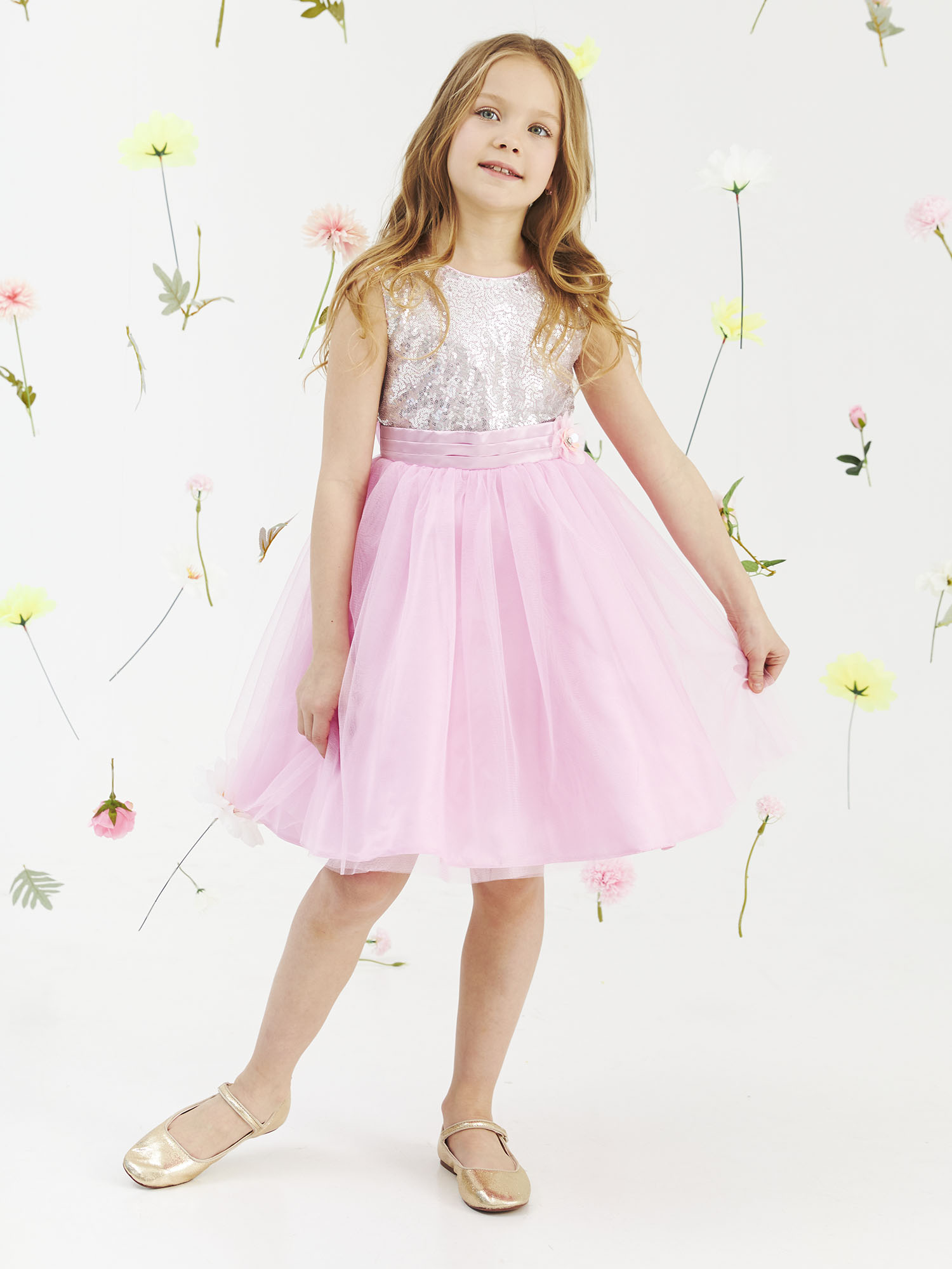 Платье детское Batik 026 п23-02, серо-розовый, 104