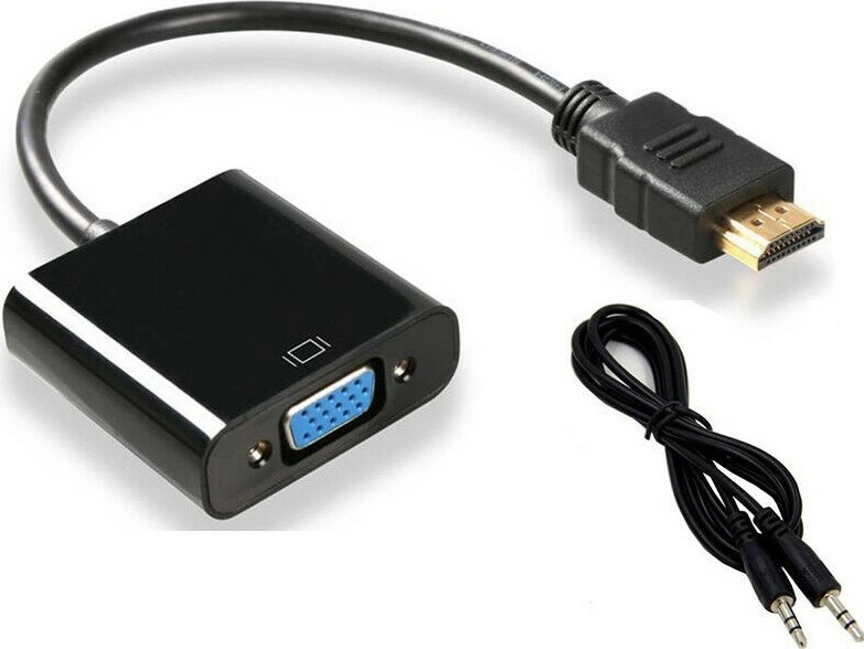 фото Переходник - конвертер dgmedia hdmi to vga adapter + aux кабель (at1014) - черный