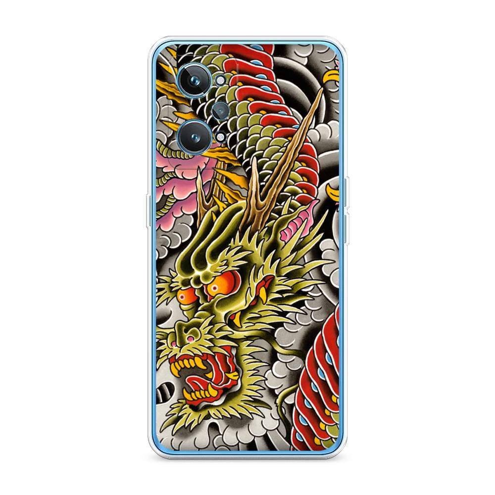

Чехол на Realme GT 2 "Японский дракон", Желтый;розовый;красный, 258550-4