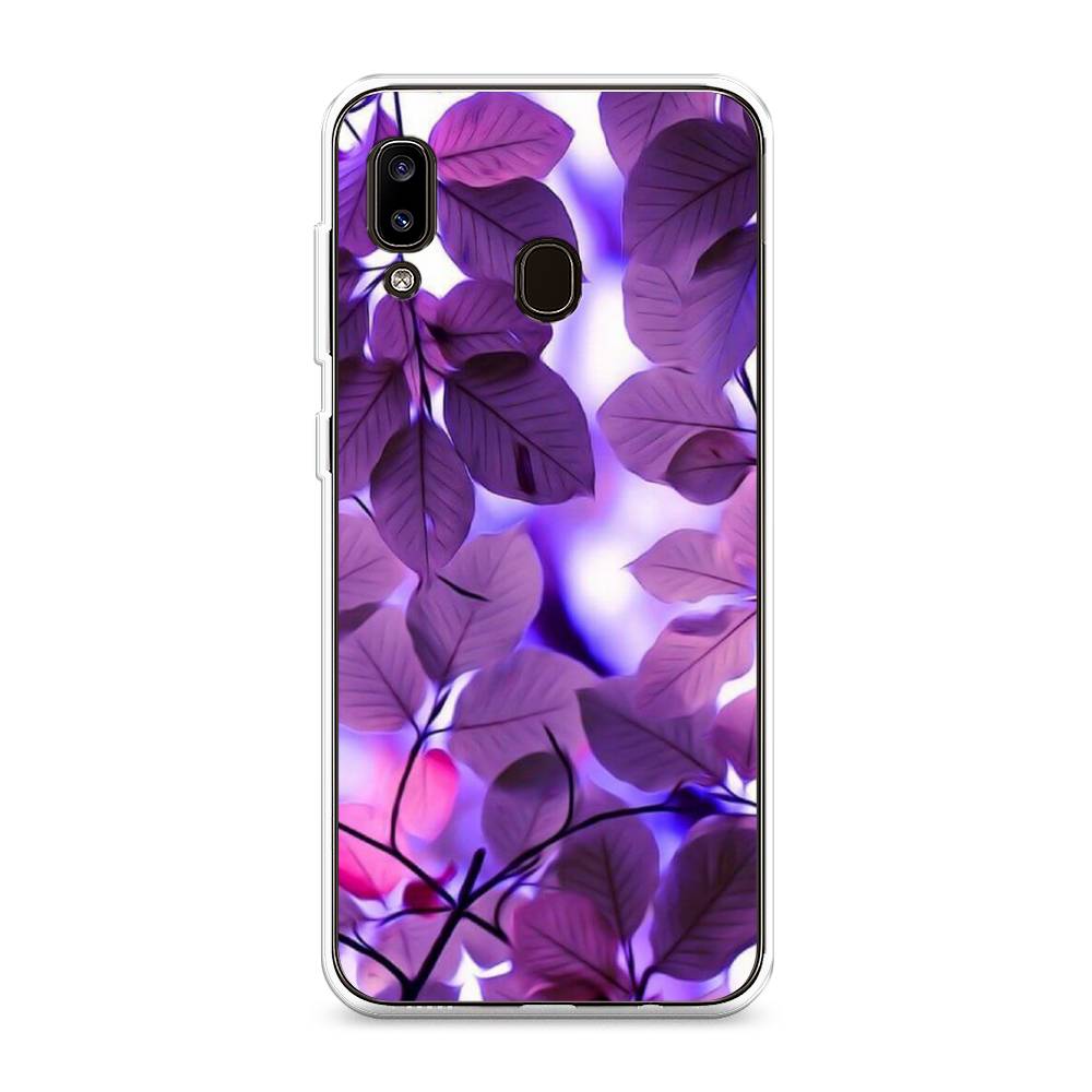 

Чехол на Samsung Galaxy A20/A30 "Сиреневые листики", Фиолетовый;голубой, 27650-2