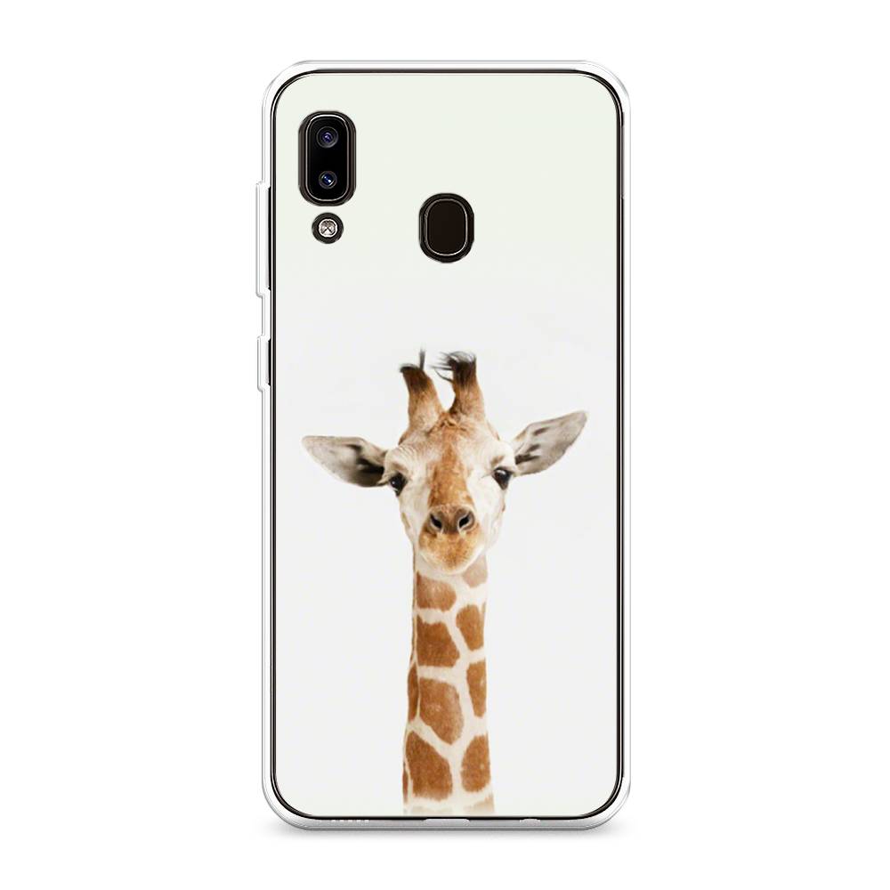 

Чехол на Samsung Galaxy A20 "Любопытный жираф", Бежевый;коричневый, 27650-1
