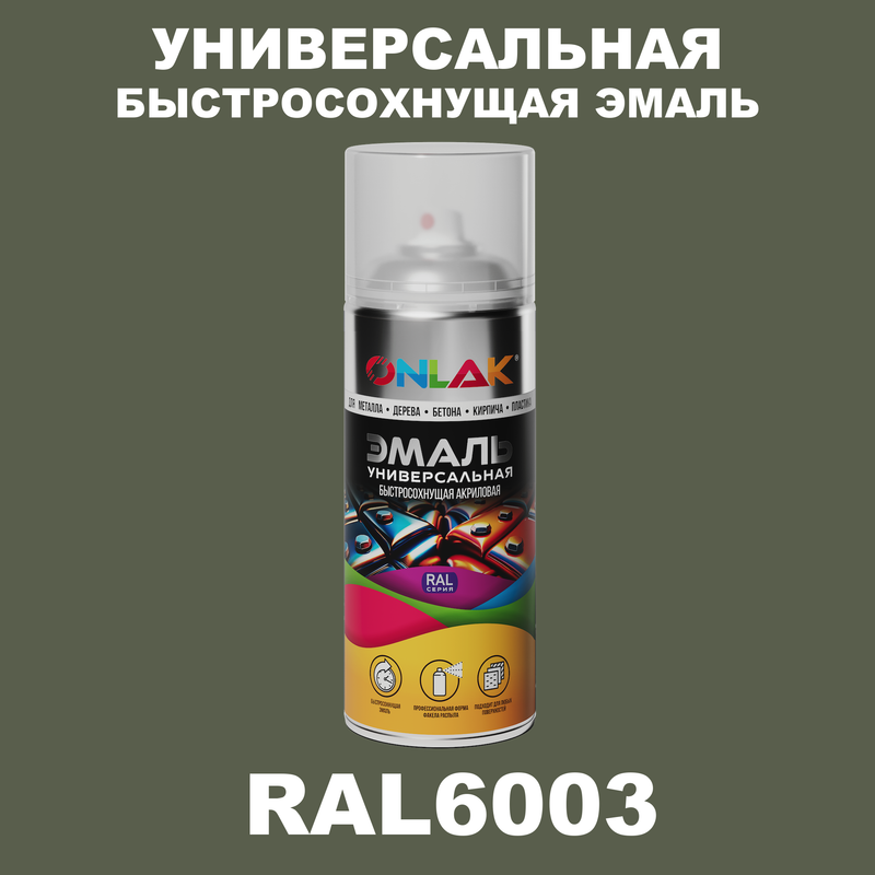

Эмаль акриловая ONLAK RAL 6003 полуматовая, Зеленый, RAL-AER400-SPREY