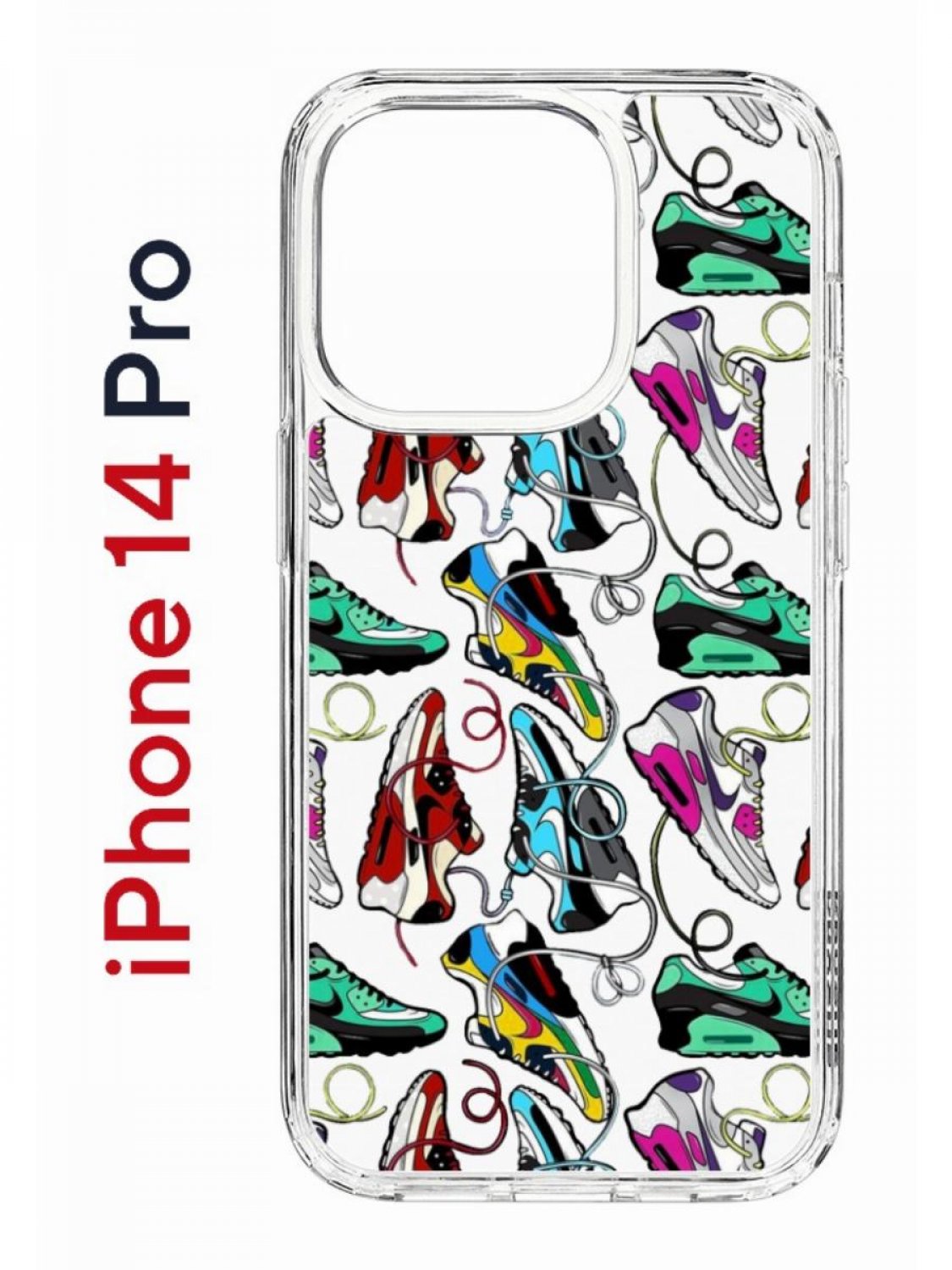 фото Чехол на iphone 14 pro с принтом kruche print кроссы nike air max, бампер с защитой камеры кruче