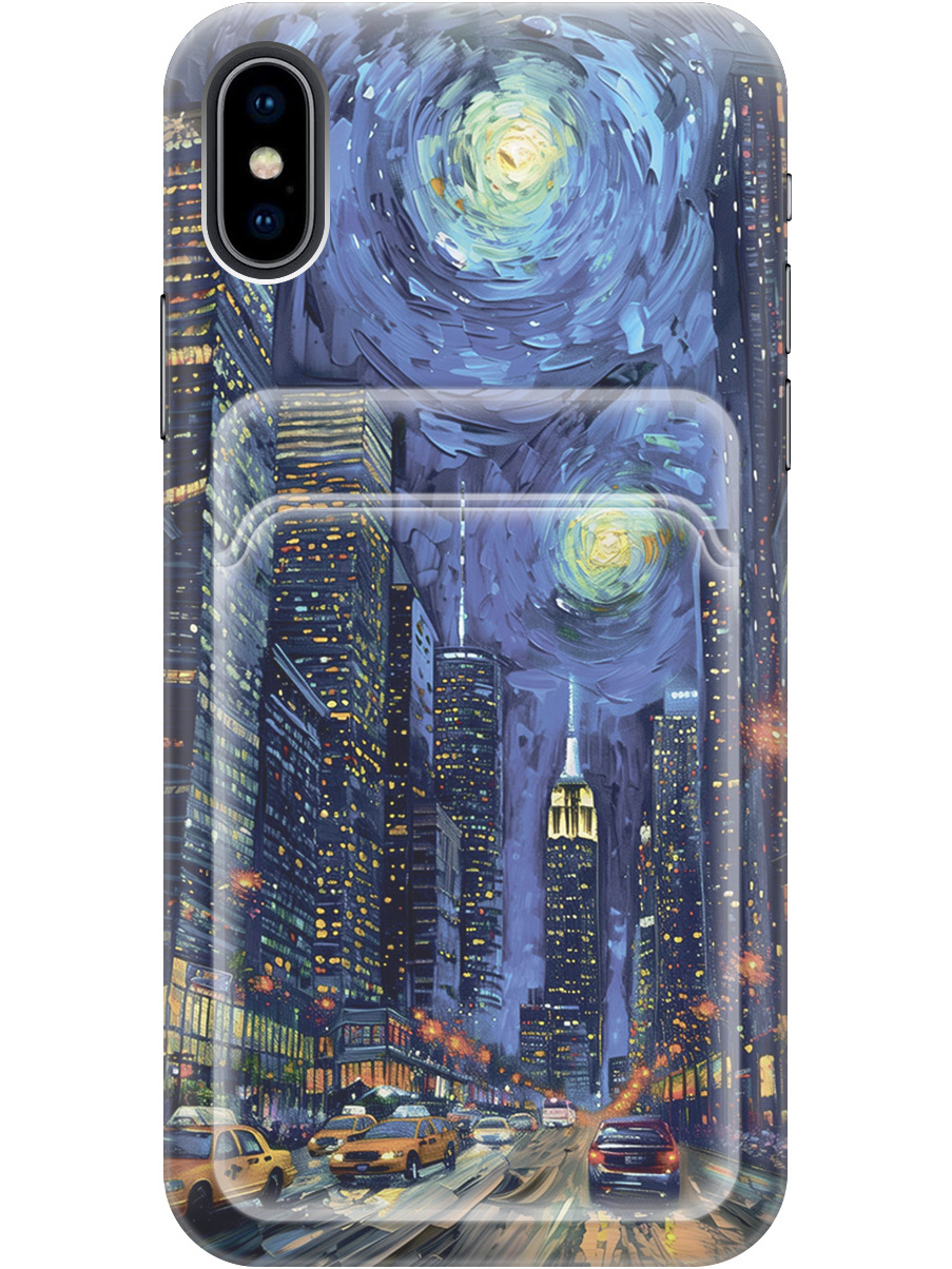 

Силиконовый чехол на Apple iPhone Xs / X с принтом с карманом для карты прозрачный 782425, 715365410
