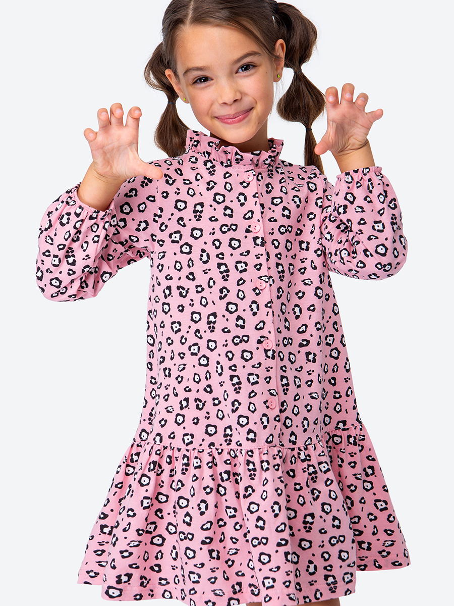 Платье детское HappyFox HFLUN973, леопард.розовый, 104