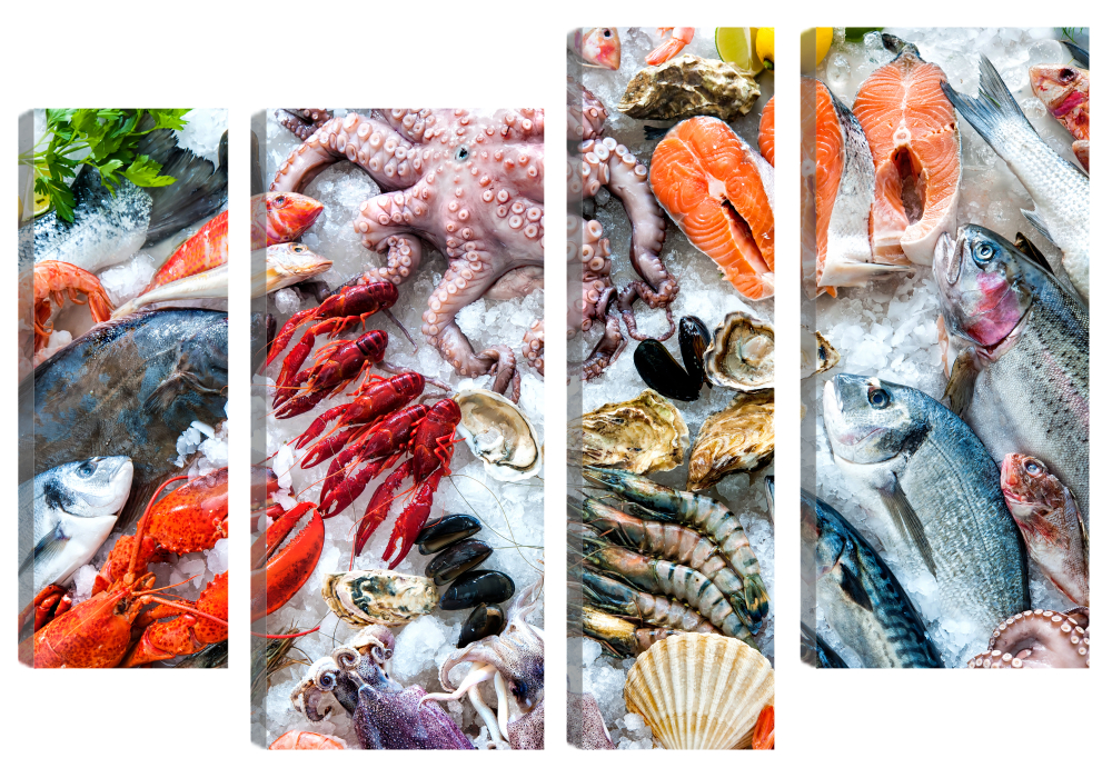 

Большая модульная картина Рыба и морепродукты. В кухню. PR-1243 (149x100см)