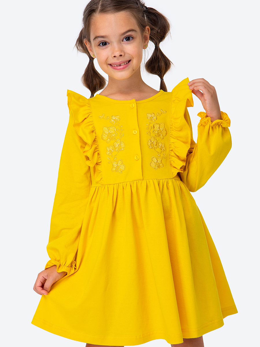 Платье детское HappyFox HFLUN971, горчичный, 104