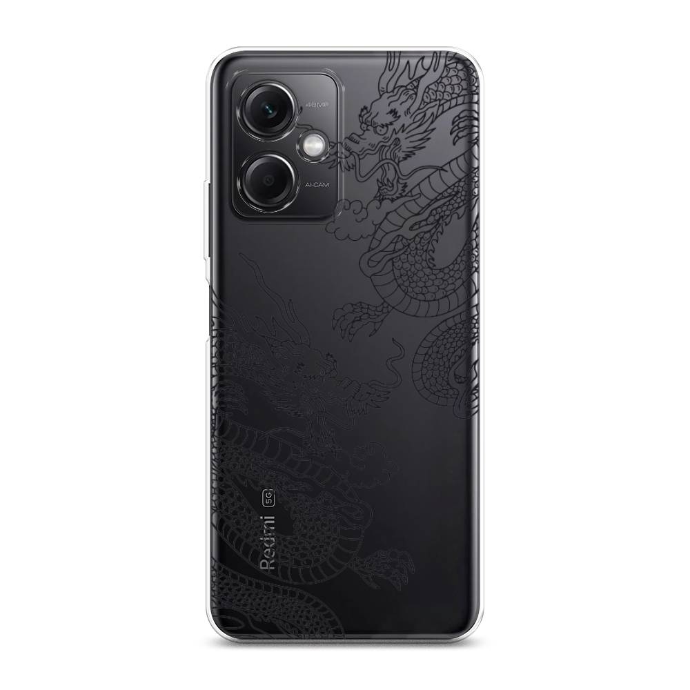 

Чехол на Xiaomi Redmi Note 12 5G "Два китайских дракона", Серый;черный, 316950-1