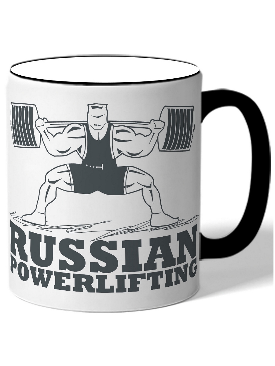 фото Кружка drabs russian powerlifting бодибилдер со штангой