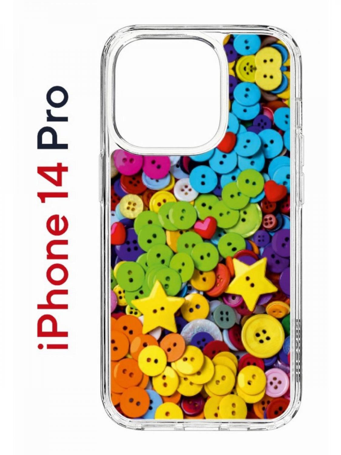 Чехол на iPhone 14 Pro с принтом Kruche Print Пуговки, бампер с защитой камеры