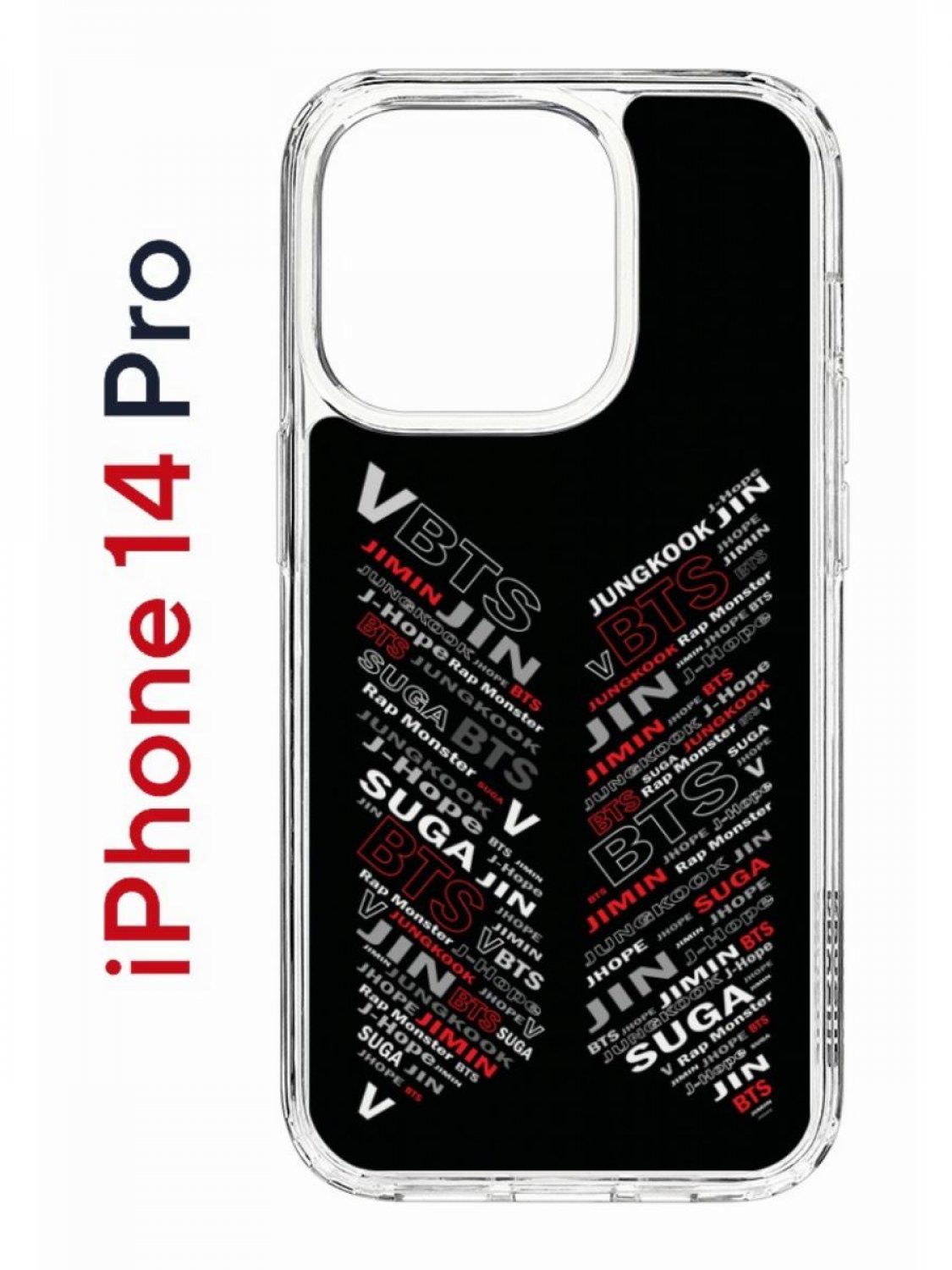 фото Чехол на iphone 14 pro с принтом kruche print bts, бампер с защитой камеры кruче