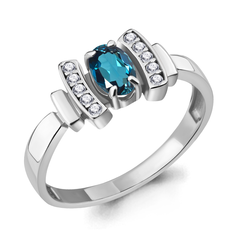 

Кольцо из серебра с топазом/фианитом р., Aquamarine 6919908А, 6919908А_925_р