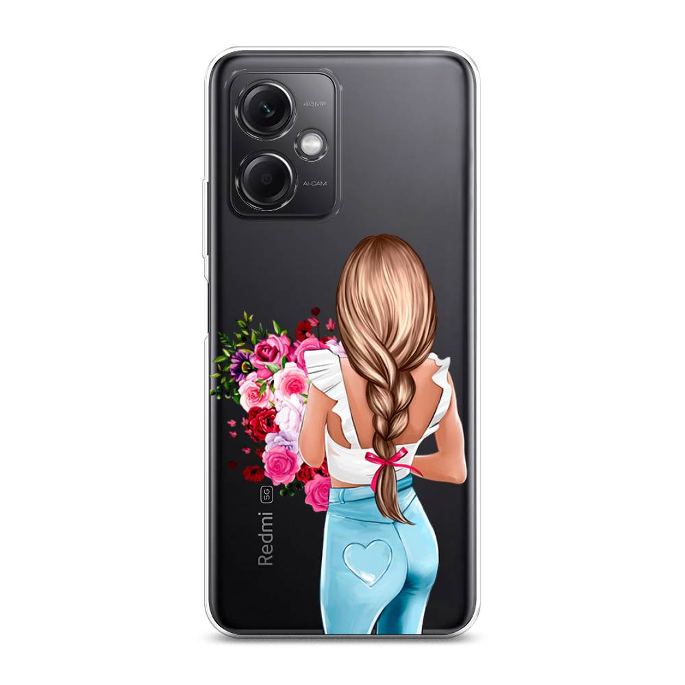 

Чехол на Xiaomi Redmi Note 12 5G "Девушка с цветами", Коричневый;розовый;голубой, 316950-6