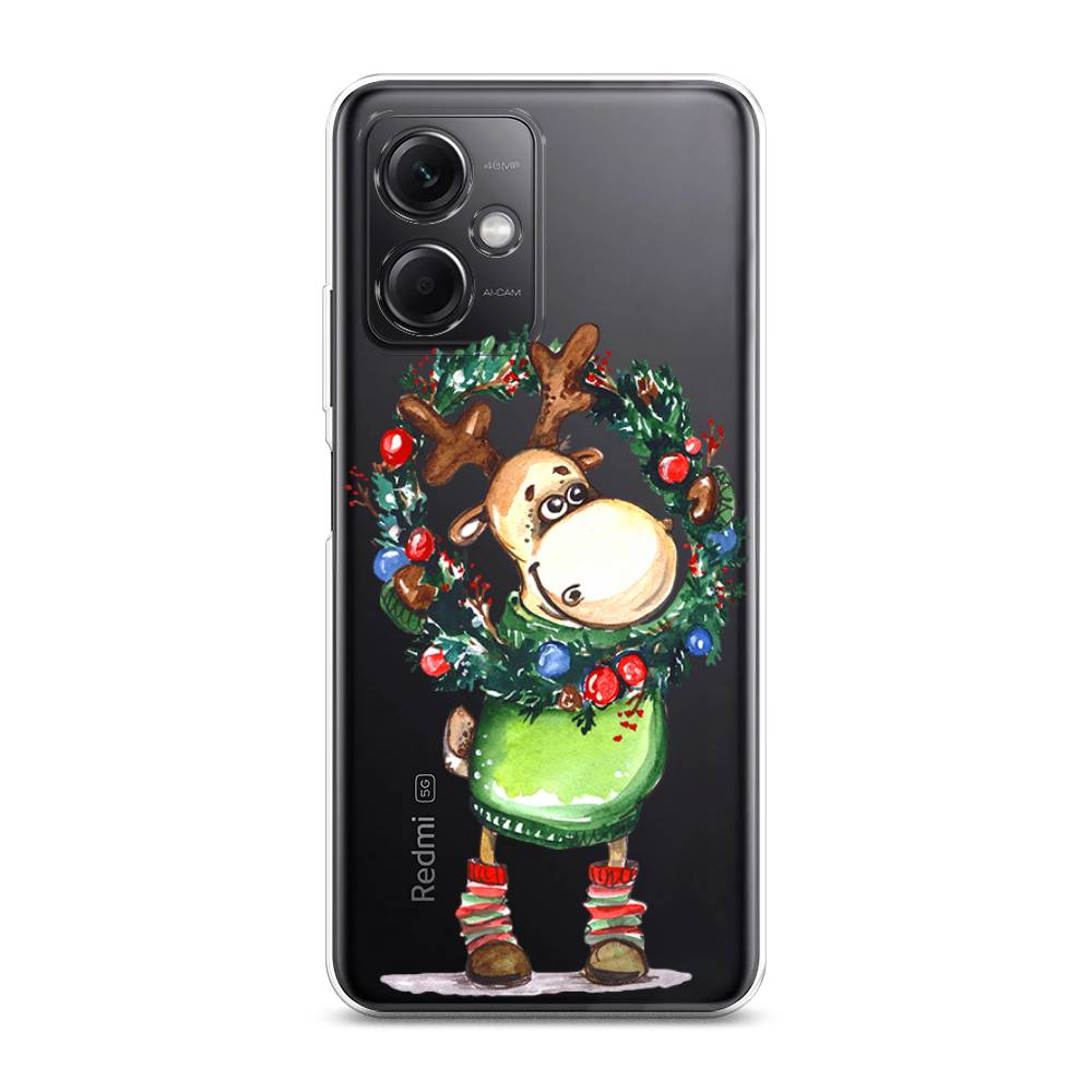 

Чехол на Xiaomi Redmi Note 12 5G "Олень с новогодним венком", 316950-4