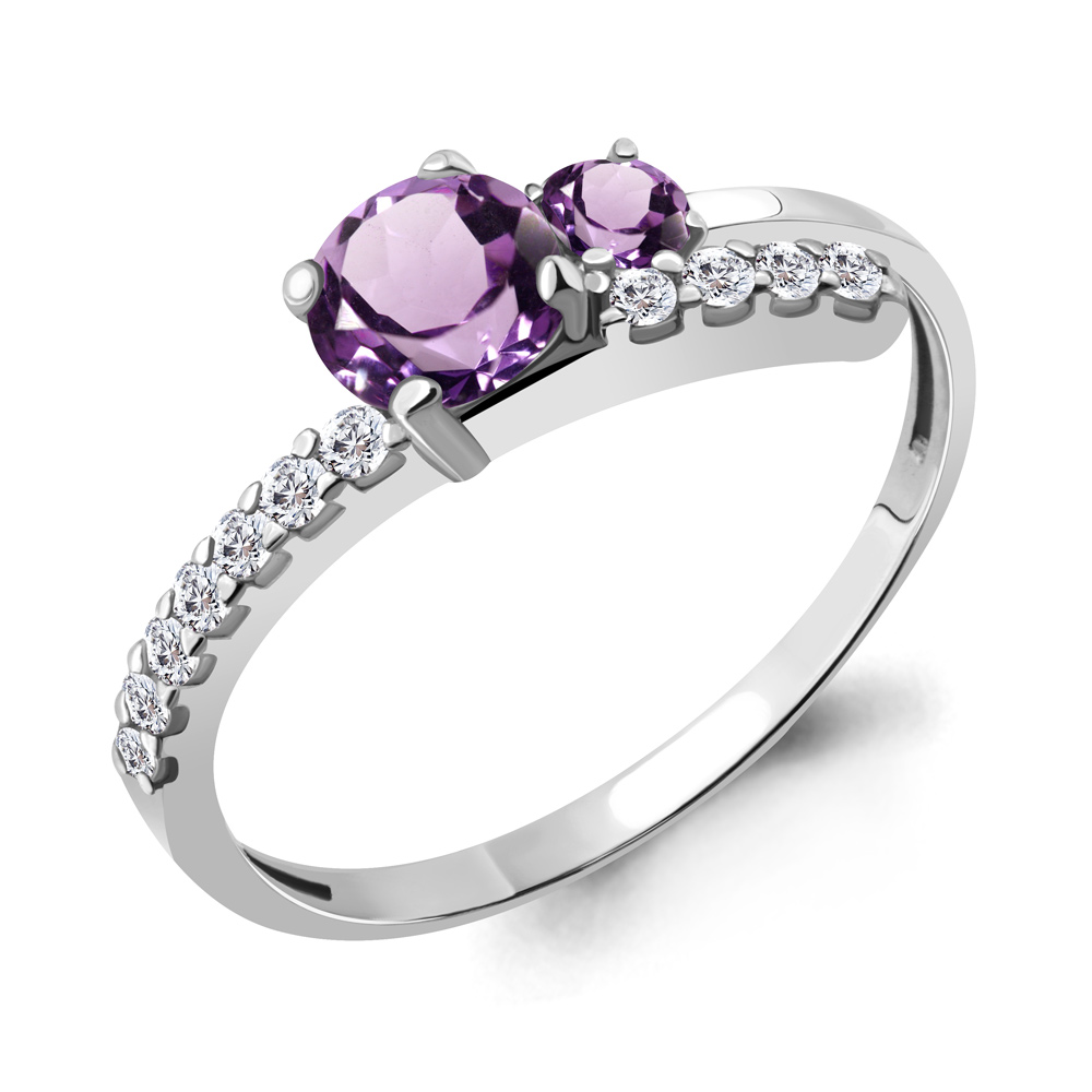 

Кольцо из серебра с аметистом/фианитом р., Aquamarine 6928604А, 6928604А_925_р