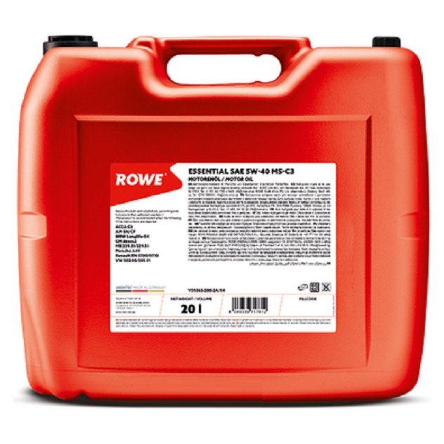 Моторное масло ROWE синтетическое 5w40 Essential Ms-C3 Sn/Cf, C3 20л
