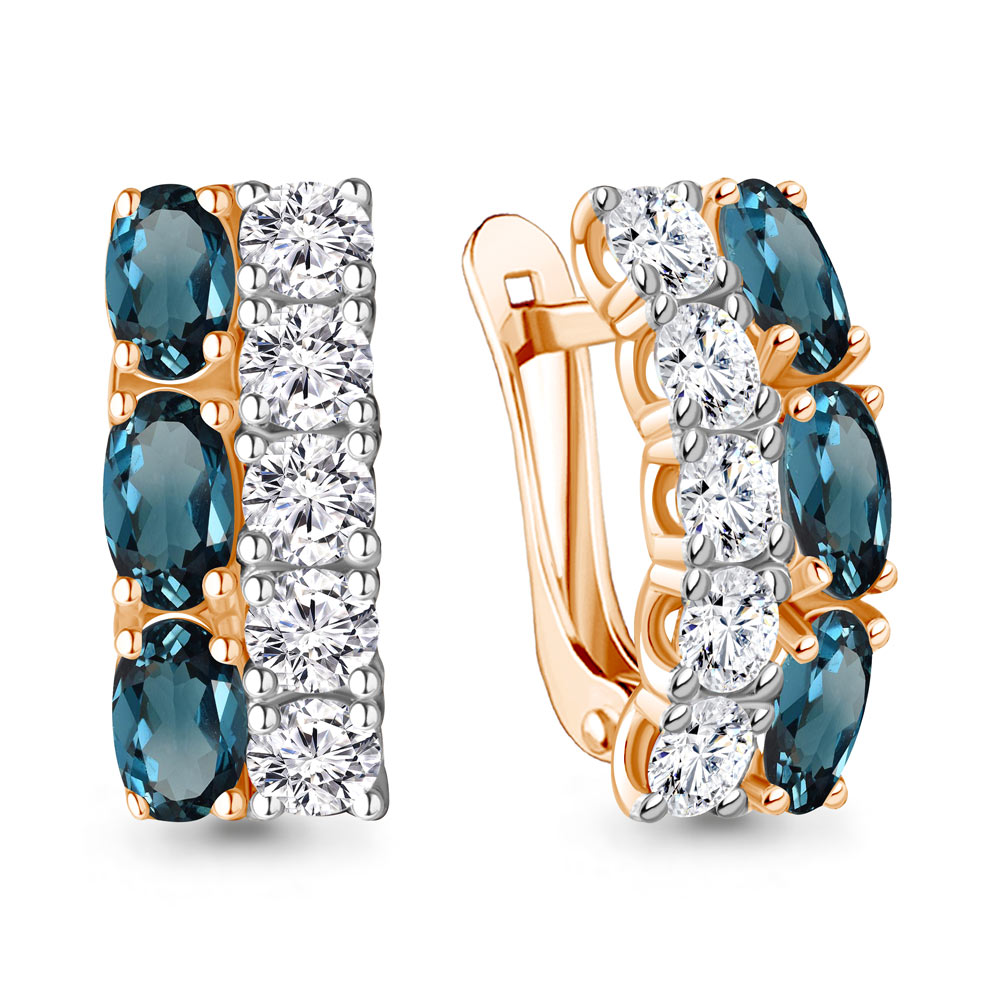 

Серьги из серебра с топазом/фианитом Aquamarine 4429608, 4429608_925_з