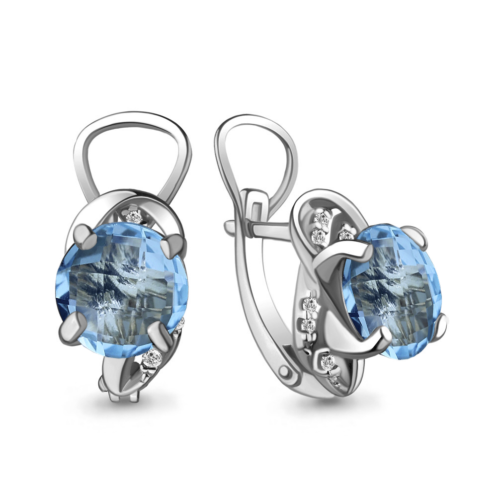 

Серьги из серебра с топазом/фианитом Aquamarine 4421402А, 4421402А_925_р
