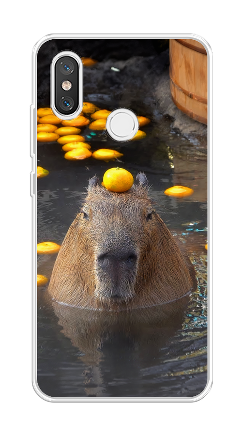 

Чехол на Xiaomi Mi 8 "Капибара отдыхает", Коричневый;оранжевый;серый, 33550-1