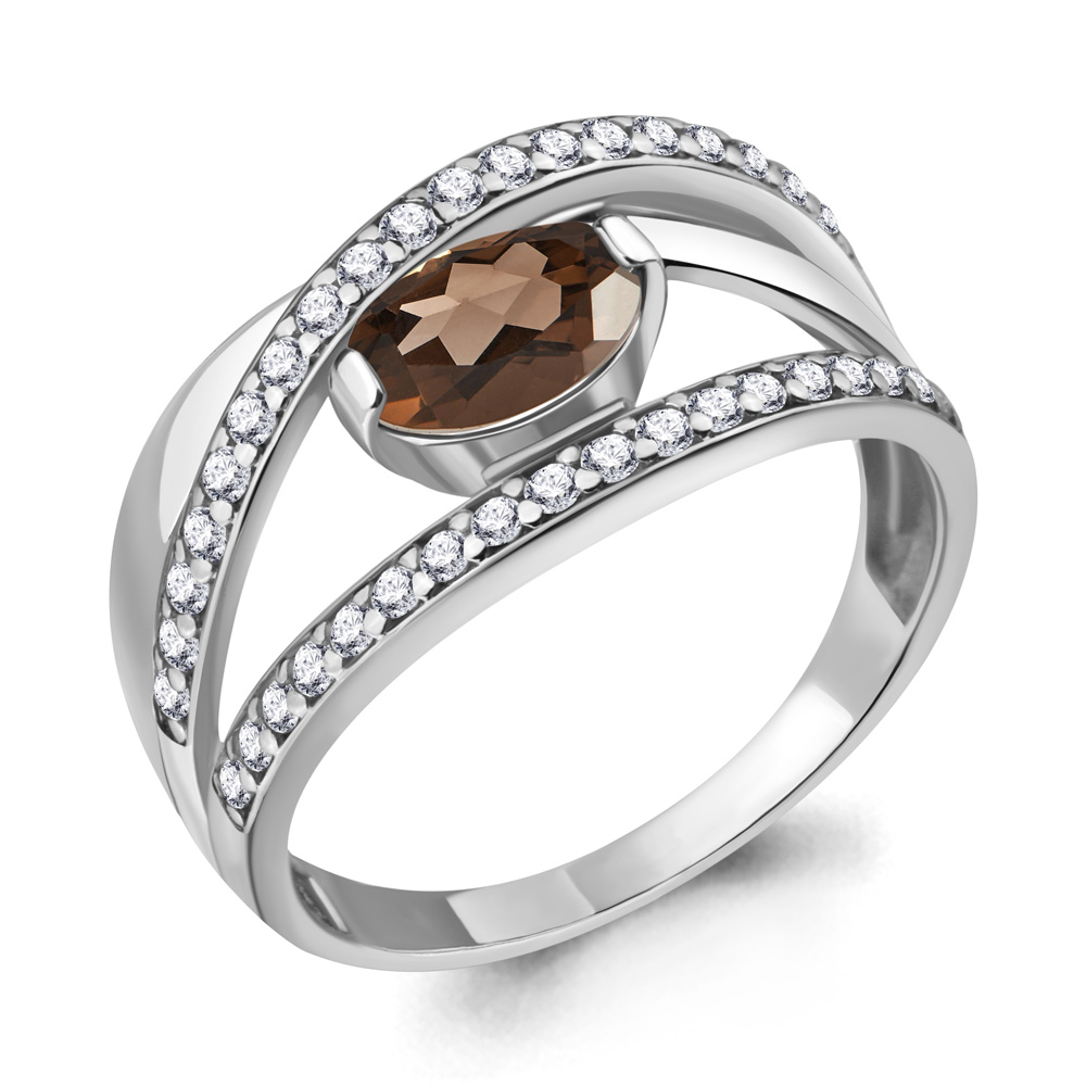 

Кольцо из серебра с кварцем/фианитом р., Aquamarine 6937601А, 6937601А_925_р