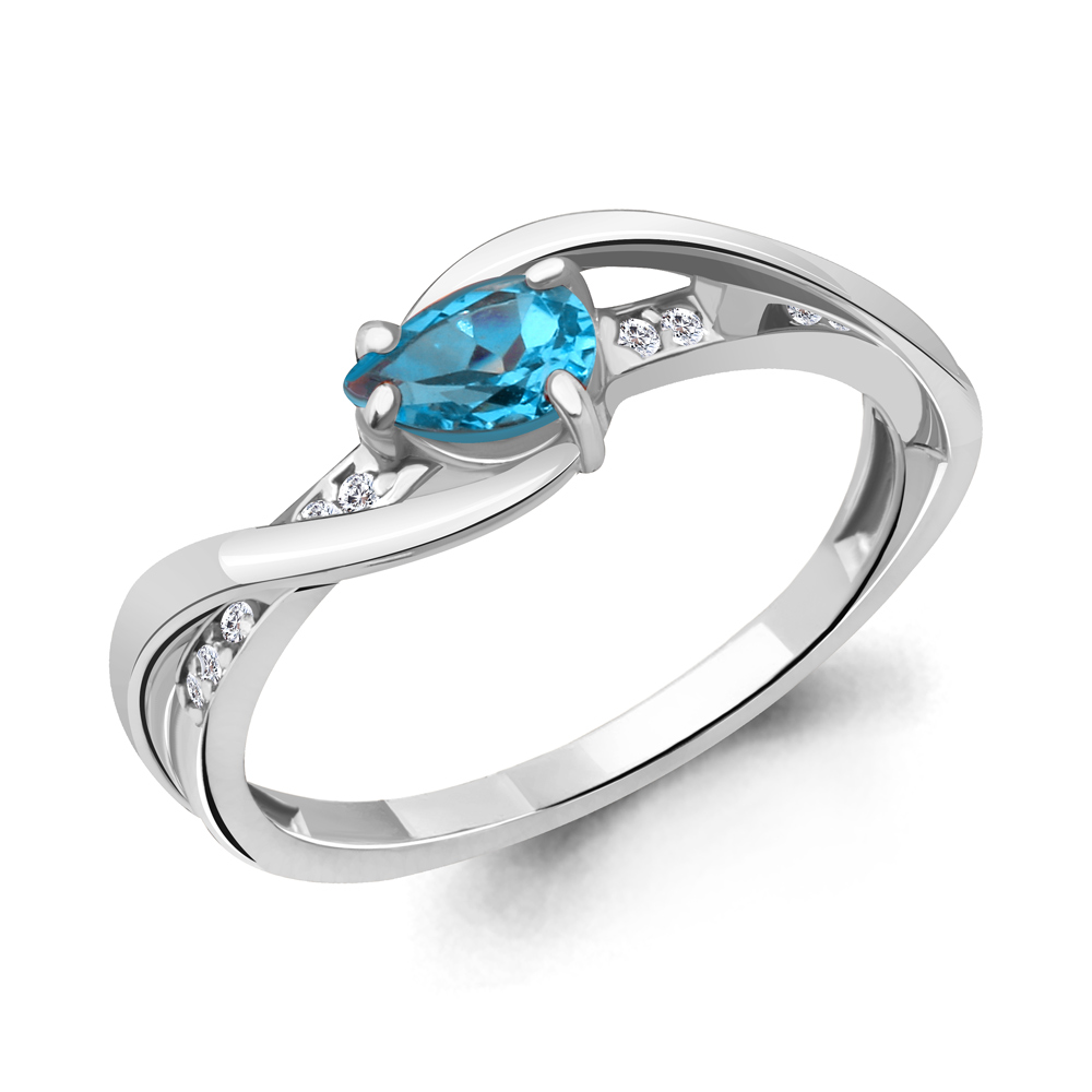 

Кольцо из серебра с топазом/фианитом р., Aquamarine 6901605А, 6901605А_925_р