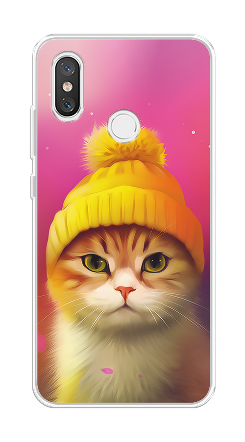 

Чехол на Xiaomi Mi 8 "Котик в шапочке", Розовый;желтый;бежевый, 33550-1