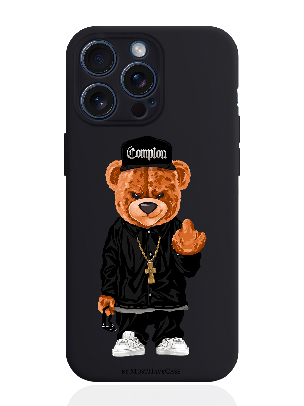 

Чехол для смартфона iPhone 15 Pro Max Мишка Compton силиконовый черный, Коричневый;черный;белый