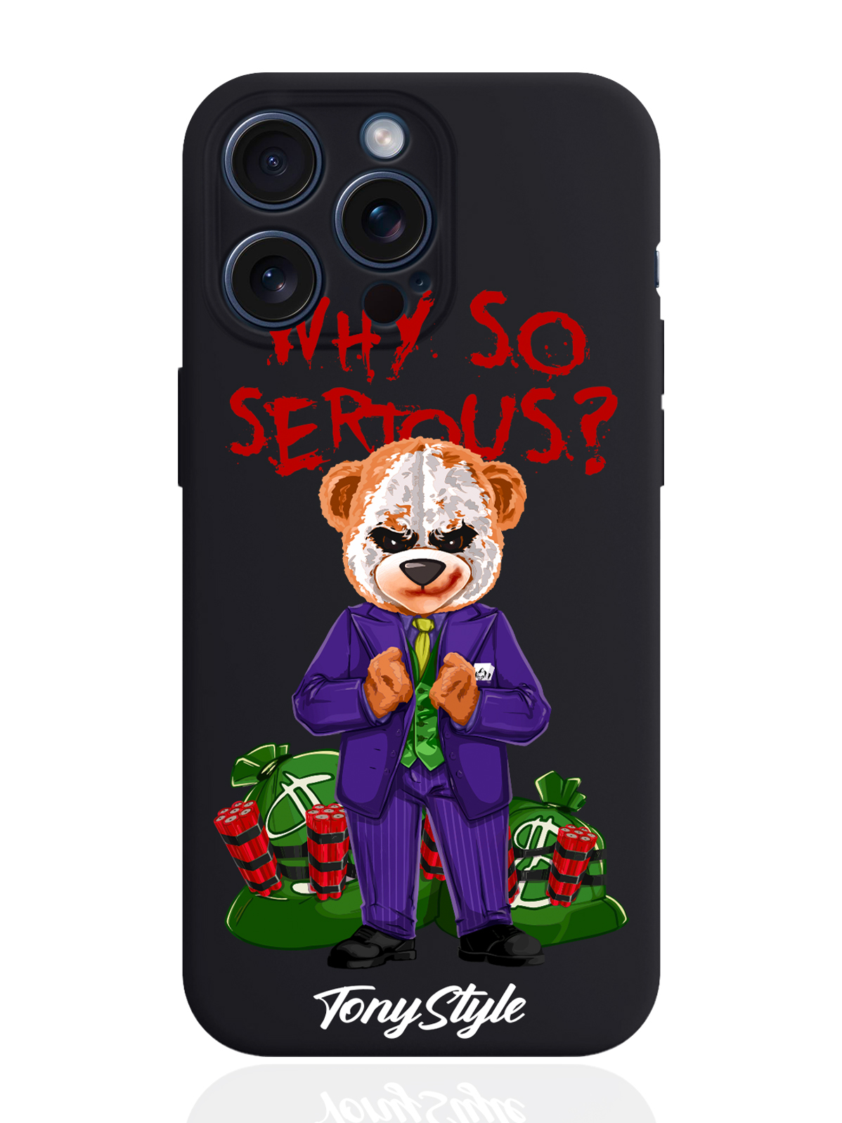 

Чехол для смартфона iPhone 15 Pro Max Tony Style Why so serious силиконовый черный, Разноцветный