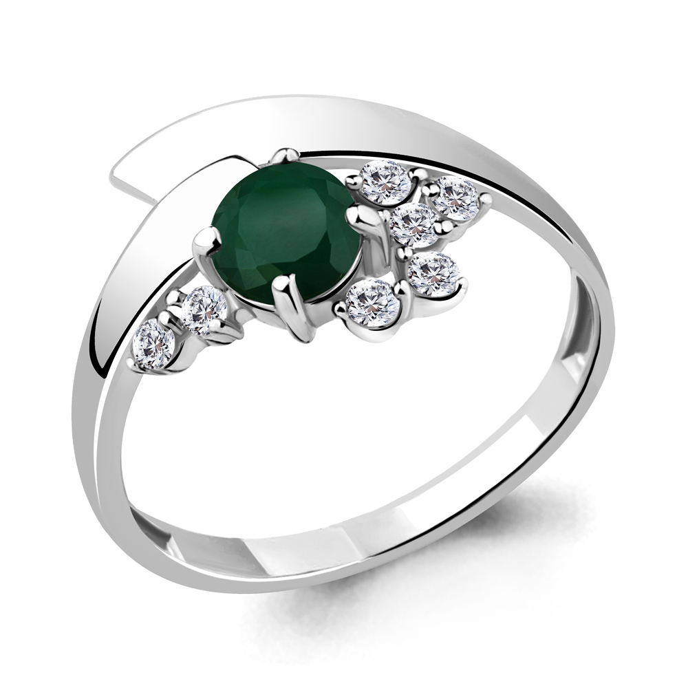 

Кольцо из серебра с агатом/фианитом р. Aquamarine 6582909А, 6582909А_925_р