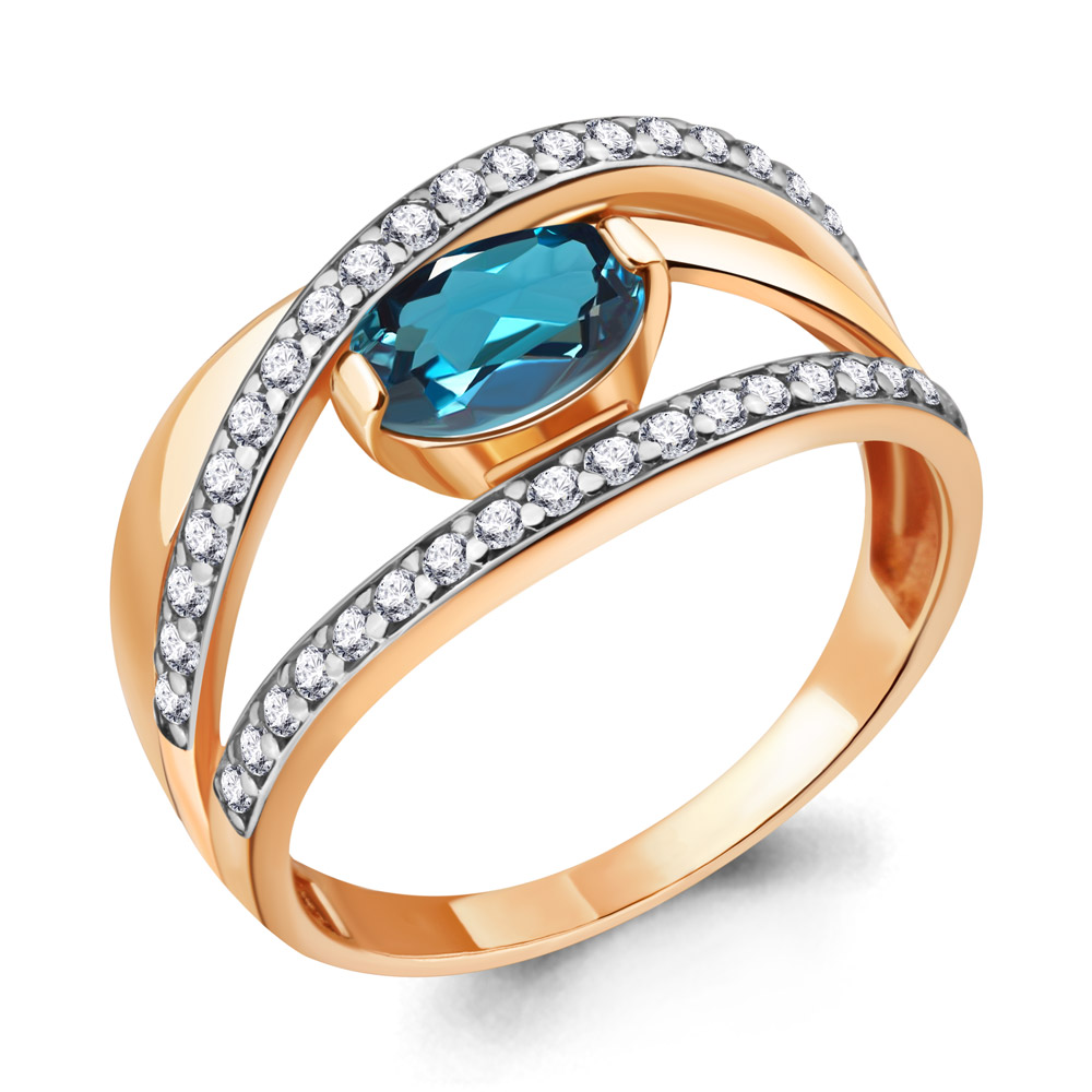 

Кольцо из серебра с топазом/фианитом р., Aquamarine 6937608А, 6937608А_925_з